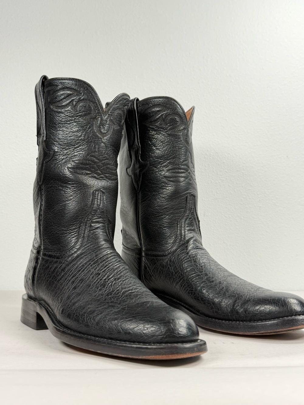 Lucchese Classics Handmade Men’s Vintage Roper Western Boots Size 9 B Ostrich US